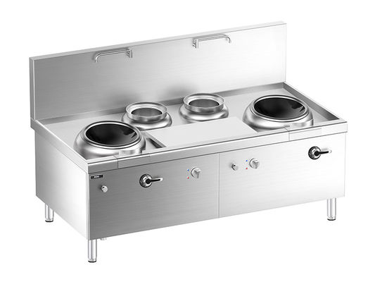 गुणवत्ता  Floor Chinese Induction  Double-wok  and Double Bain Marie  Stove with Cabinet फैक्टरी